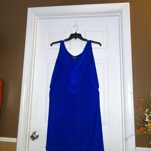 Blue drape neck dress